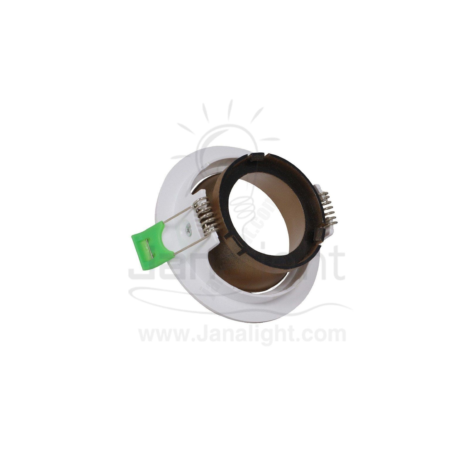 سبوت لايت فارغ متحرك مدور بلاستك ابيض ذهبي مط جنى لايت Jn402 Spotlight Frame White Gold Round
